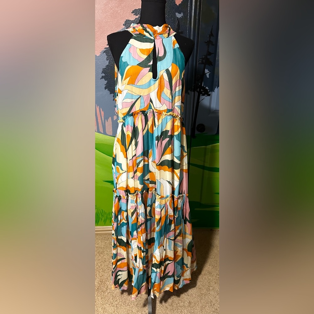 Anthropologie Maeve Halter Tie Maxi Sz L NWT